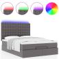 Preview: Ottoman-Bett mit Matratze & LEDs Grau 140x200 cm Kunstleder
