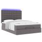 Preview: Ottoman-Bett mit Matratze & LEDs Grau 140x200 cm Kunstleder