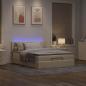 Preview: Ottoman-Bett mit Matratze & LEDs Creme 140x200 cm Stoff