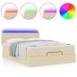 Preview: Ottoman-Bett mit Matratze & LEDs Creme 140x200 cm Stoff