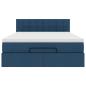 Preview: Ottoman-Bett mit Matratze & LEDs Blau 140x200 cm Stoff