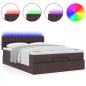 Preview: Ottoman-Bett mit Matratze & LEDs Dunkelbraun 140x200 cm Stoff