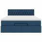Preview: Ottoman-Bett mit Matratze & LEDs Blau 140x200 cm Stoff