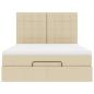 Preview: Ottoman-Bett mit Matratze & LEDs Creme 140x200 cm Stoff