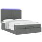 Preview: Ottoman-Bett mit Matratze & LEDs Dunkelgrau 140x200 cm Stoff