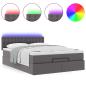Preview: Ottoman-Bett mit Matratzen & LEDs Grau 140x200 cm Kunstleder