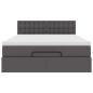 Preview: Ottoman-Bett mit Matratzen & LEDs Grau 140x200 cm Kunstleder