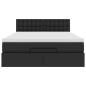 Preview: Ottoman-Bett mit Matratzen & LEDs Schwarz 140x200 cm Kunstleder