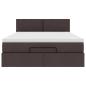 Preview: Ottoman-Bett mit Matratze & LEDs Dunkelbraun 140x200 cm Stoff