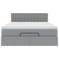 Preview: Ottoman-Bett mit Matratze & LEDs Hellgrau 140x200 cm Stoff