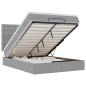 Preview: Ottoman-Bett mit Matratze & LEDs Hellgrau 140x200 cm Stoff