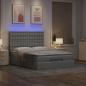 Preview: Ottoman-Bett mit Matratze & LEDs Hellgrau 140x200 cm Stoff