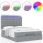Preview: Ottoman-Bett mit Matratze & LEDs Hellgrau 140x200 cm Stoff