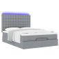 Preview: Ottoman-Bett mit Matratze & LEDs Hellgrau 140x200 cm Stoff