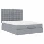 Preview: Ottoman-Bett mit Matratze & LEDs Hellgrau 140x200 cm Stoff