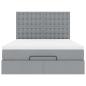 Preview: Ottoman-Bett mit Matratze & LEDs Hellgrau 140x200 cm Stoff