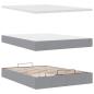 Preview: Ottoman-Bett mit Matratze & LEDs Hellgrau 140x200 cm Stoff