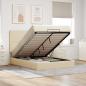 Preview: ARDEBO.de - Ottoman-Bett mit Matratze & LEDs Creme 140x200 cm Stoff