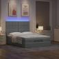 Preview: Ottoman-Bett mit Matratze & LEDs Hellgrau 140x200 cm Stoff