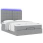Preview: Ottoman-Bett mit Matratze & LEDs Hellgrau 140x200 cm Stoff