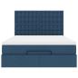 Preview: Ottoman-Bett mit Matratze Blau 140x200 cm Stoff