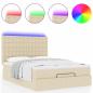 Preview: Ottoman-Bett mit Matratze & LEDs Creme 140x200 cm Stoff