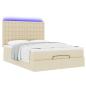 Preview: Ottoman-Bett mit Matratze & LEDs Creme 140x200 cm Stoff