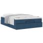 Preview: Ottoman-Bett mit Matratze Blau 140x200 cm Stoff