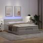 Preview: Ottoman-Bett mit Matratzen & LEDs Reinweiß 140x200cm Kunstleder