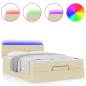 Preview: Ottoman-Bett mit Matratze & LEDs Creme 140x200 cm Stoff