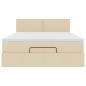 Preview: Ottoman-Bett mit Matratze & LEDs Creme 140x200 cm Stoff