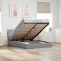 Preview: ARDEBO.de - Ottoman-Bett mit Matratze & LEDs Hellgrau 140x200 cm Stoff