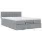 Preview: Ottoman-Bett mit Matratze & LEDs Hellgrau 140x200 cm Stoff