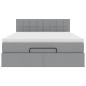 Preview: Ottoman-Bett mit Matratze & LEDs Hellgrau 140x200 cm Stoff
