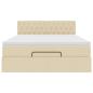 Preview: Ottoman-Bett mit Matratze & LEDs Creme 140x200 cm Stoff