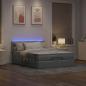 Preview: Ottoman-Bett mit Matratze & LEDs Hellgrau 140x200 cm Stoff