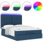 Preview: Ottoman-Bett mit Matratze & LEDs Blau 140x200 cm Stoff