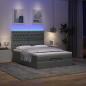 Preview: Ottoman-Bett mit Matratze & LEDs Dunkelgrau 140x200 cm Stoff