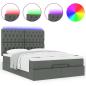 Preview: Ottoman-Bett mit Matratze & LEDs Dunkelgrau 140x200 cm Stoff
