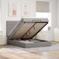 Preview: ARDEBO.de - Ottoman-Bett mit Matratze & LEDs Taupe 140x200 cm Stoff