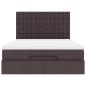 Preview: Ottoman-Bett mit Matratze & LEDs Dunkelbraun 140x200 cm Stoff