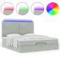Preview: Ottoman-Bett mit Matratzen & LEDs Hellgrau 180x200 cm Samt