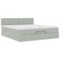 Preview: Ottoman-Bett mit Matratze Hellgrau 180x200 cm Samt
