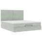 Preview: Ottoman-Bett mit Matratzen Hellgrau 180x200 cm Samt