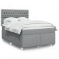 Preview: ARDEBO.de - Boxspringbett mit Matratze Hellgrau 140x190 cm Stoff