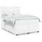 Preview: ARDEBO.de - Boxspringbett mit Matratze Weiß 140x190 cm Kunstleder