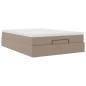 Preview: ARDEBO.de - Ottoman-Bett mit Matratze Cappuccino-Braun 140x190cm Kunstleder