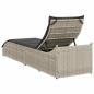 Preview: Klappliege mit Auflage und Stauraum Hellgrau Poly-Rattan