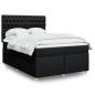 Preview: ARDEBO.de - Boxspringbett mit Matratze Schwarz 140x190 cm Stoff