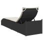 Preview: Klappliege mit Auflage und Stauraum Schwarz Poly-Rattan